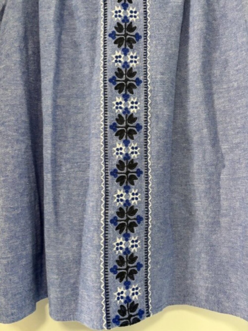 Talbots Plus Womens Blue Short Sleeve Linen Embroidered Tunic Top 2X Boho Casual - Picture 5 of 7